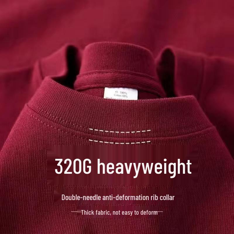 

Чоловіча біла футболка щільністю 320 г, однотонна, вільного крою, з чистої бавовни, літня майка для підлітків та пар XL (160-180 jin)