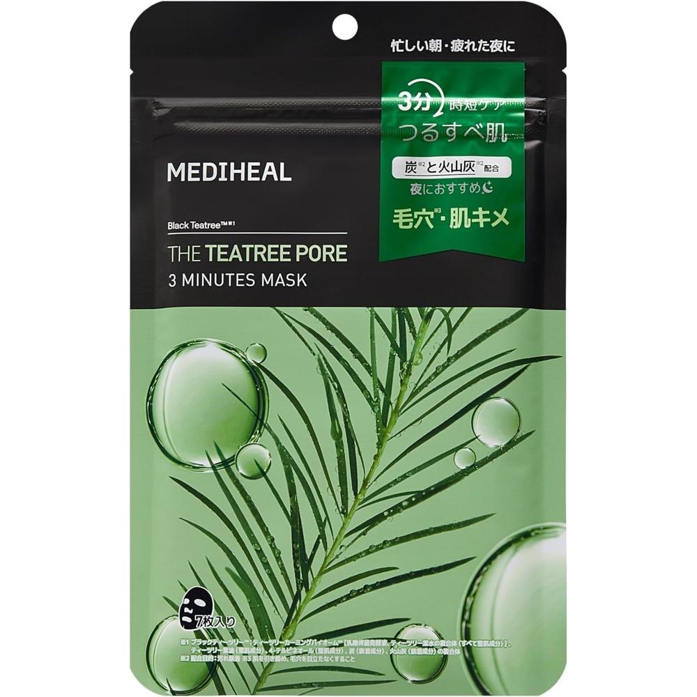 OFFICIAL 3 Minutes Mask (THE Teatree Pore) 7 pieces 7P (1SET) Time saving Moisture Moisturizing Morning makeup Skin conditioning Texture MEDIHEAL