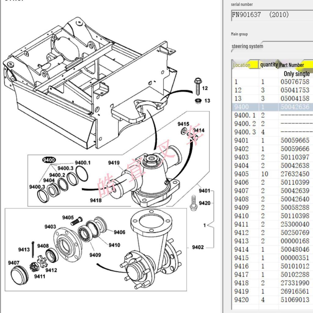 Horizontal Cylinder Oil Seal for Jungheinrich EFG216KN Three-Wheel Forklift: Steering Cylinder Repair Kit (Part #50042636)