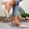 Pointed Closed Toe Low Block Heel Women Sandals