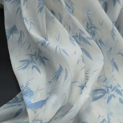 100x135cm Plant Printed Dyed Fabric Semi Transparent Gauze Tablecloth Chinese Style Hanfu Clothing Designer Fabric for Sewing