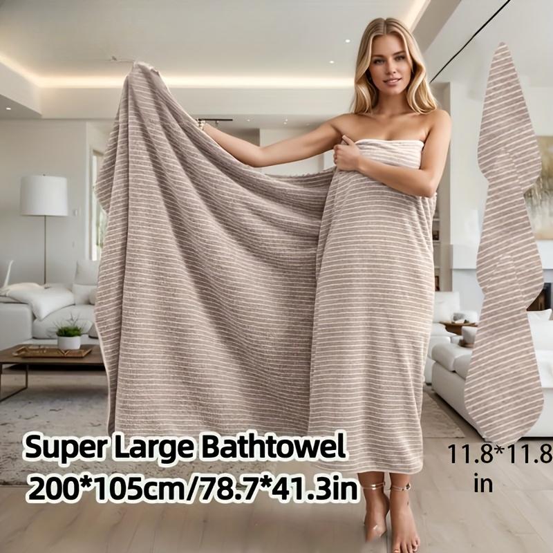 Asciugamano da bagno extra large a righe con stelle, in fibra di corallo ad alto assorbimento, ad asciugatura rapida, non perde pelucchi, resistente asciugamano da spiaggia