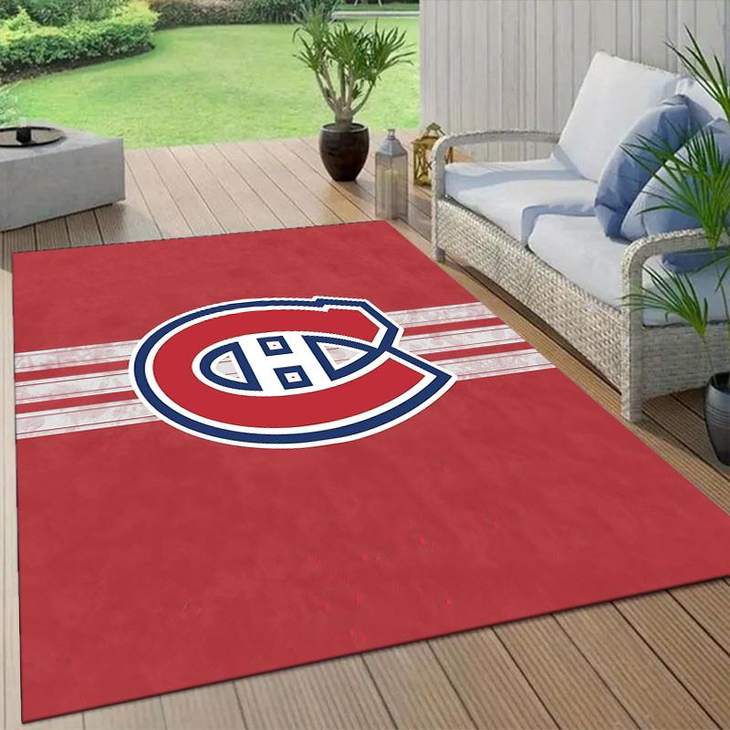 Montreal Canadiens3 Flannel Pattern Square Carpet,Area Rug,Carpet Rug for Living Room Bedroom Sofa Playroom Decor,Non-slip Floor Mat