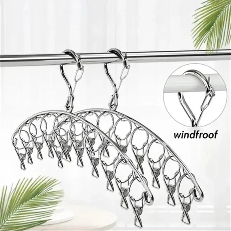 8/10/20 Clips Stainless Steel Laundry Drying Rack Clothes Hanger Windproof for Underwear Socks Bras Hats
