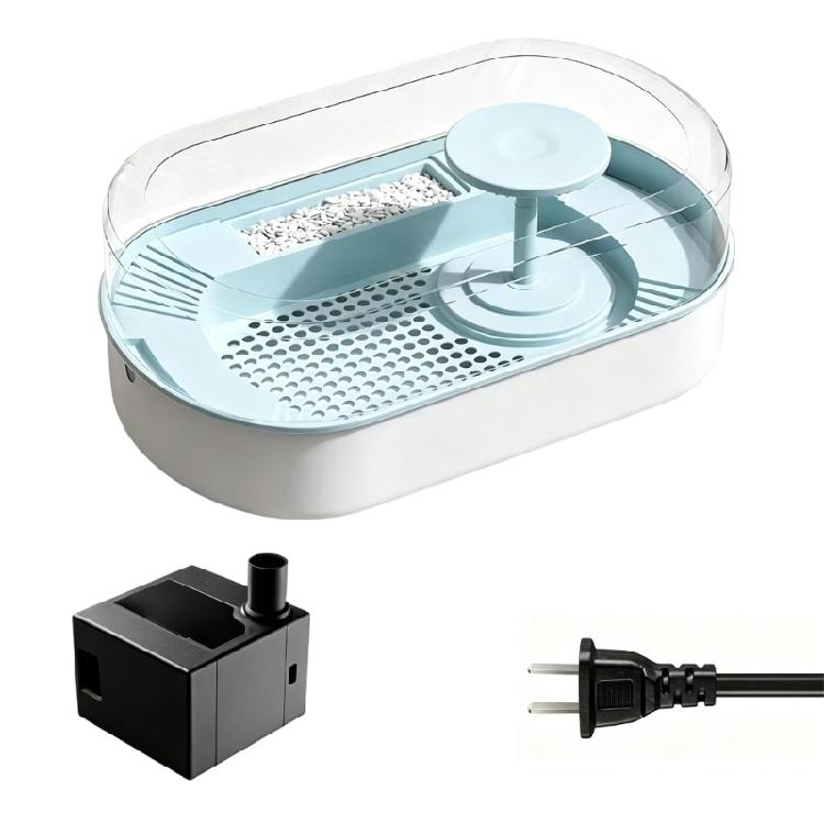 Water Pump Bird Bath Tub for Small Companion Birds, Plastic Bath Tray with Clear Wall for Routine Indoor Cleaning