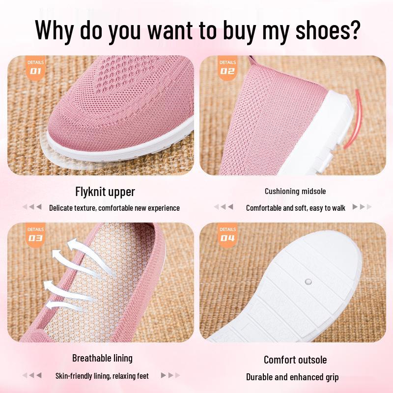 Women's Summer Casual Breathable Soft Flat Shoes - Low-Top Beijing Cloth Mom Shoes