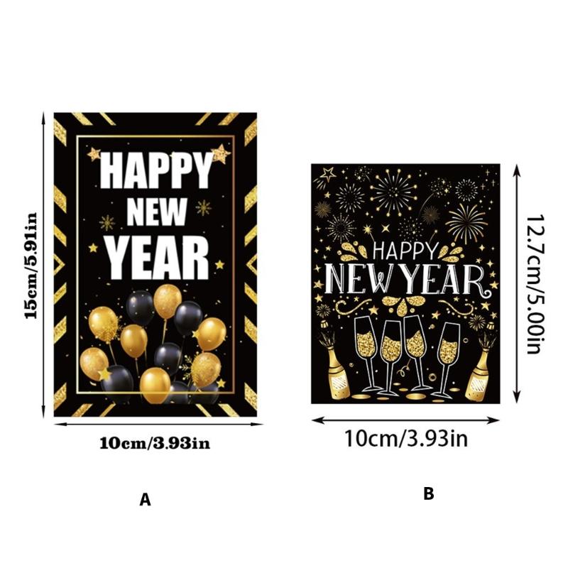 24Pcs 2026 New Year Party Decoration Gold Black Bottle Wrapping Labels Waterproof Wine Decorative Sticker For Champagne