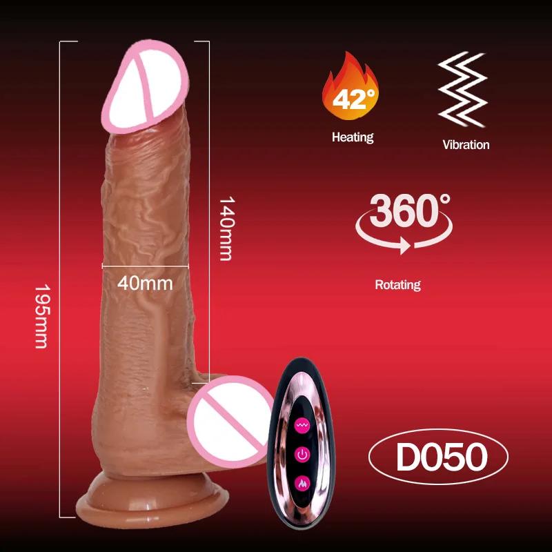 Rotierender Eichel Dildo Vibrator Teleskopierender Beheizter Anal Masturbator Frauen Männer Sexspielzeug Sexmaschinen Realistische Penis Stoßmaschinen 18+