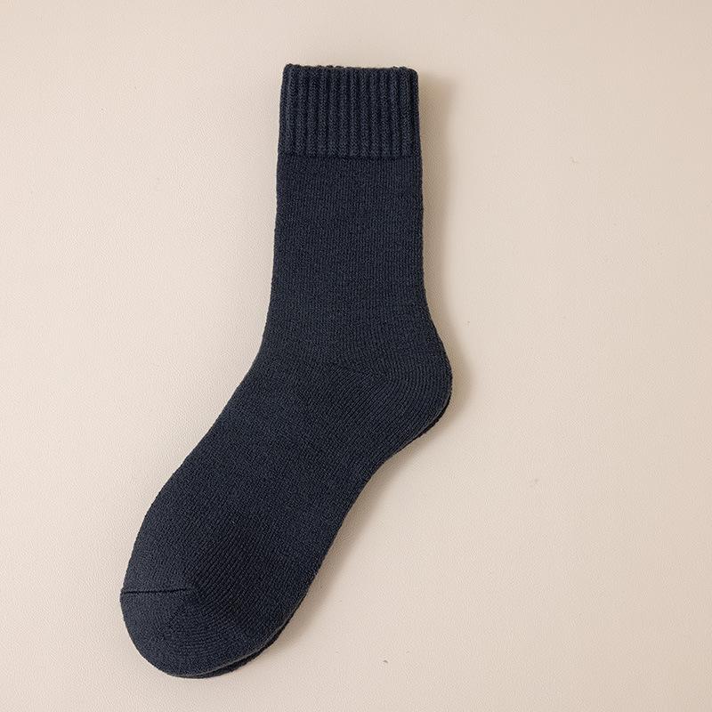 Super Thick Wool Socks, Men's Winter Mid-calf Socks with Fleece, Thickened Warm Cotton Socks, Cold-resistant Fleece Autumn and Winter Long Socks