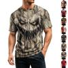 Men's Casual Quick Dry Lightweight Mesh Breathable Short Sleeve Crew Neck Shirt Halloween Print Style Suitable for Outdoor Sports and Daily Wear