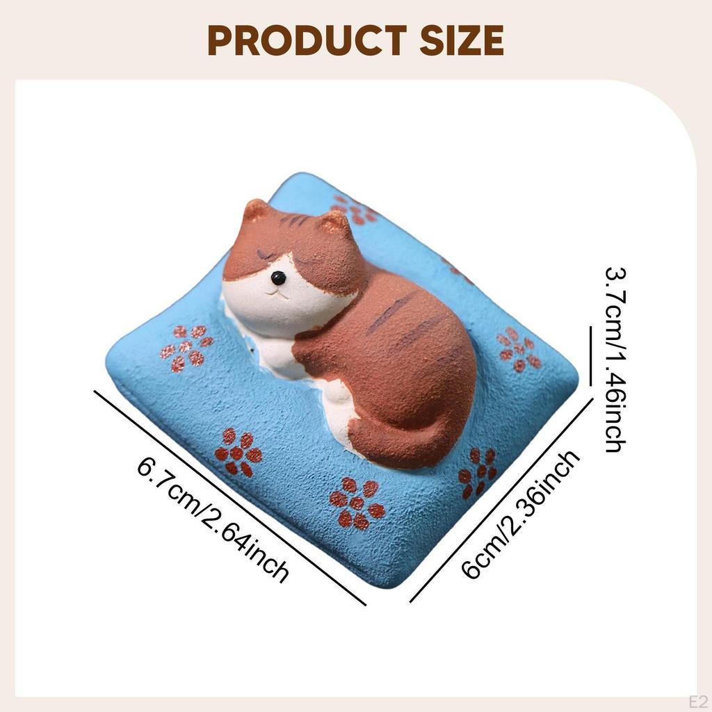Pet Sleeping Cat Figurine Collection Purple Clay Animal Kitty Statue for Bookshelf Desk
