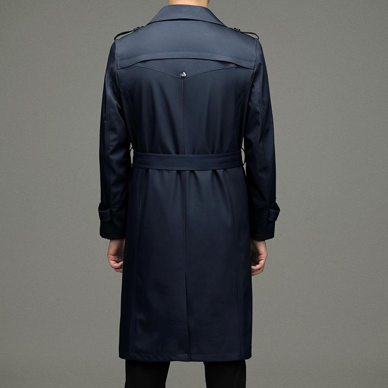 Men's Non-ironing Knee Long Double-breasted Trench Coat Autumn New Long Trench Coat Men