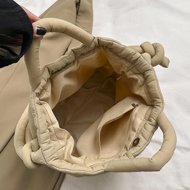 Lässige große Puffer-Tragetasche Designer-gepolsterte Nylon-Handtaschen für Damen mit geknotetem Riemen Schulter-Crossbody-Taschen Warm