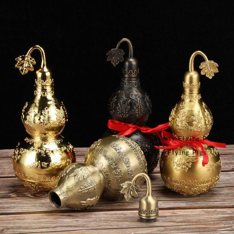 1pc Metal Gourd Ornament Home Decoration Feng Shui Accessories Hotel Gourd Ornaments Metal Decorative Crafts Gourd-shaped Design