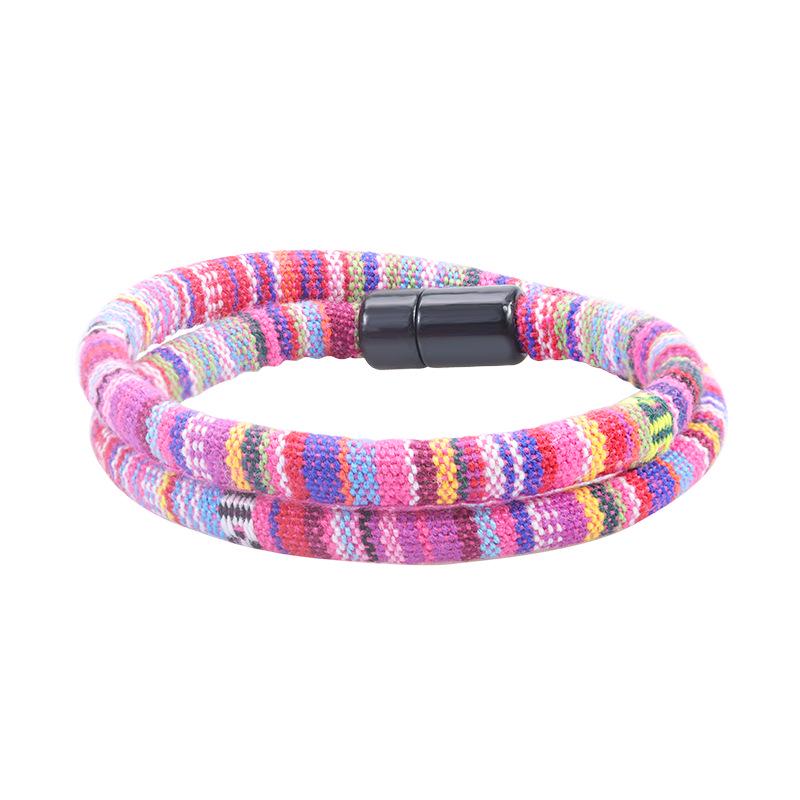Bohemian Cotton-Linen Double-Layer Magnetic Bracelet in Nepalese Style