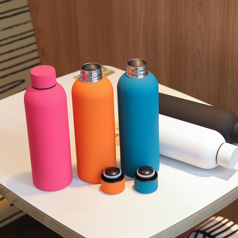 New Sports Thermos: Double Wall Vacuum, 304 Stainless Steel, Small Mouth, Rubber Paint Finish