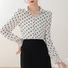 Women Blouses Shirts 2025 Spring Long Sleeve Women Blouse Shirt Turn Down Collar Dot Chiffon Blouse Shirt Women Tops J912