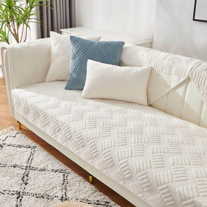 Nordic Sofa Cushion Simple Modern Crystal Velvet Non-Slip Cushion Fabric Winter Short Plush Thickened Sofa Cover Slipcover