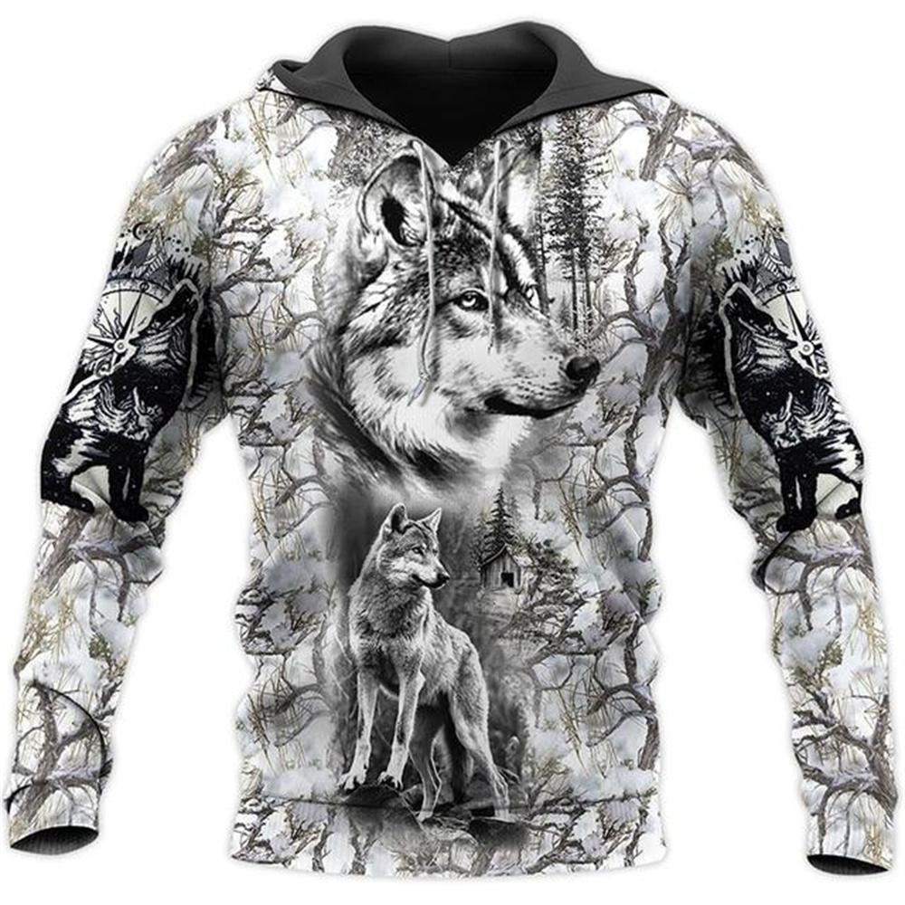 

Нове татуювання вовка Чорно-біле 3D з повним принтом Чоловіча толстовка та світшот Унісекс Повсякденні осінні спортивні костюми M