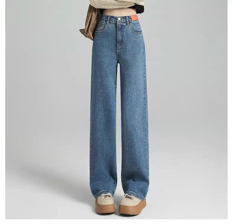 Women's 2025 Spring High-Waisted Wide-Leg Straight Jeans Slimming Petite Fit