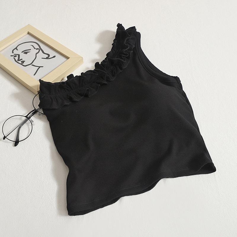 

Женские топы-майки однотонные одно плечо диагональные тонкие сексуальные модные топы без рукавов