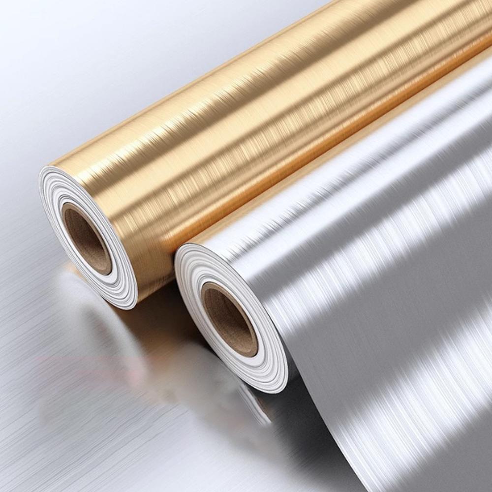 40cm Nerezová ocel Kartáčovaná Kontaktní papír Olupovací a lepicí Tapeta Samolepicí Odnímatelné Nástěnné samolepky Lednička Nábytek