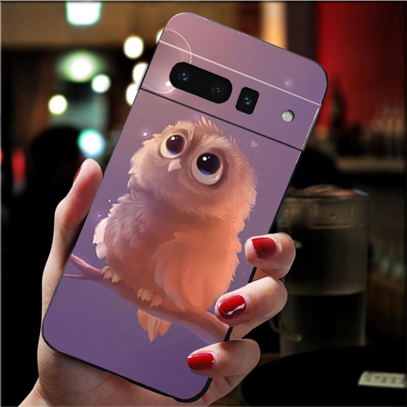 Husă Telefon pentru Google Pixel 7 Pro 7 6A 6 Pro 5A 4A 3A Pixel 4 XL Pixel 5 6 4 3 XL 3A XL 2 XL Animal Drăguț Desene Animate Bufniță Husă Fundă