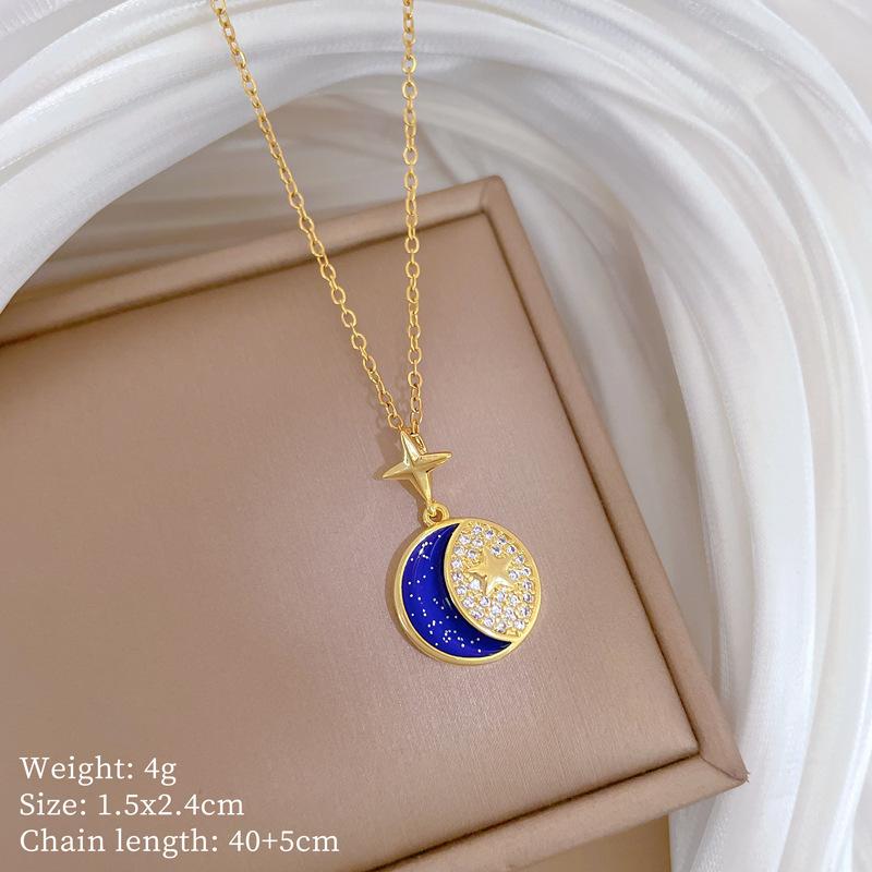 Foreign Trade Portrait Copper Micro-Inlaid Necklace Combination Female Real Gold Electroplated Exquisite Collarbone Chain