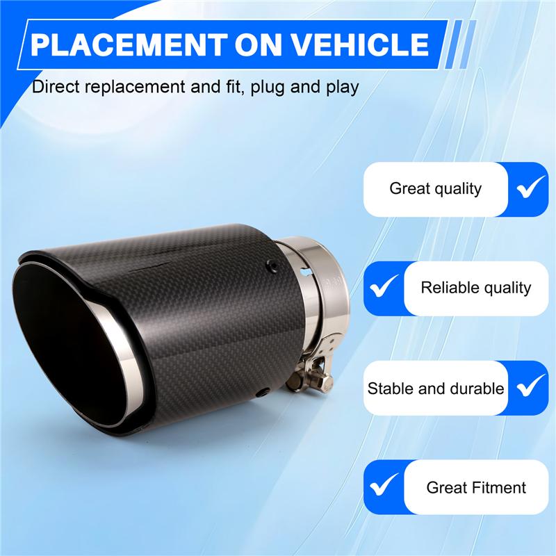 

Car Bright Carbon Fiber Exhaust Tip Universal Car Exhaust Pipe Modification Tail Throat Clip-On Tail Pipe