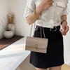 Women's popular simple solid color lock small bag women's new shoulder messenger bag small square bag