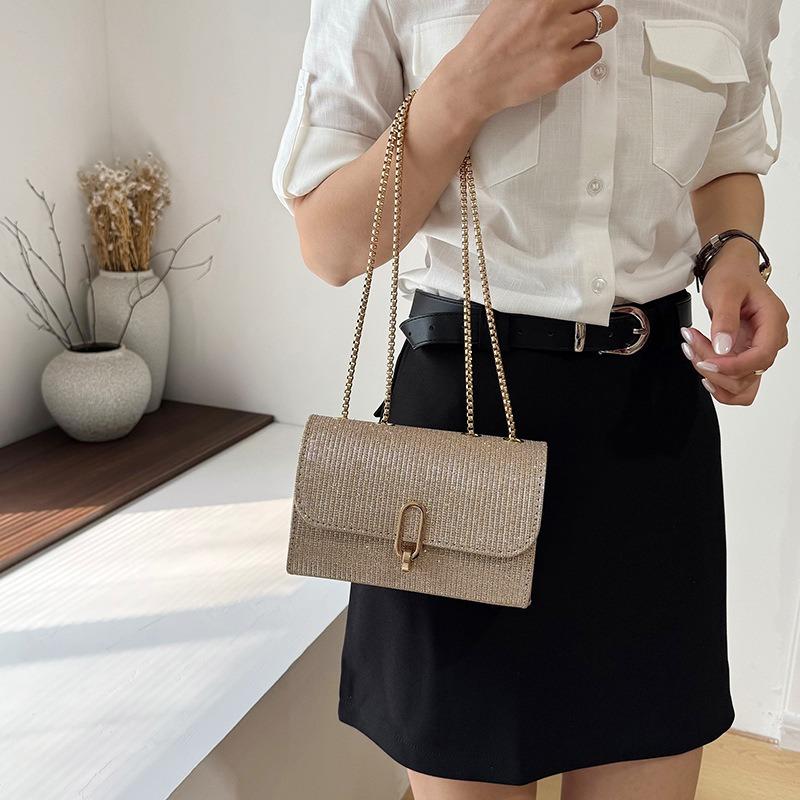 Women's popular simple solid color lock small bag women's new shoulder messenger bag small square bag