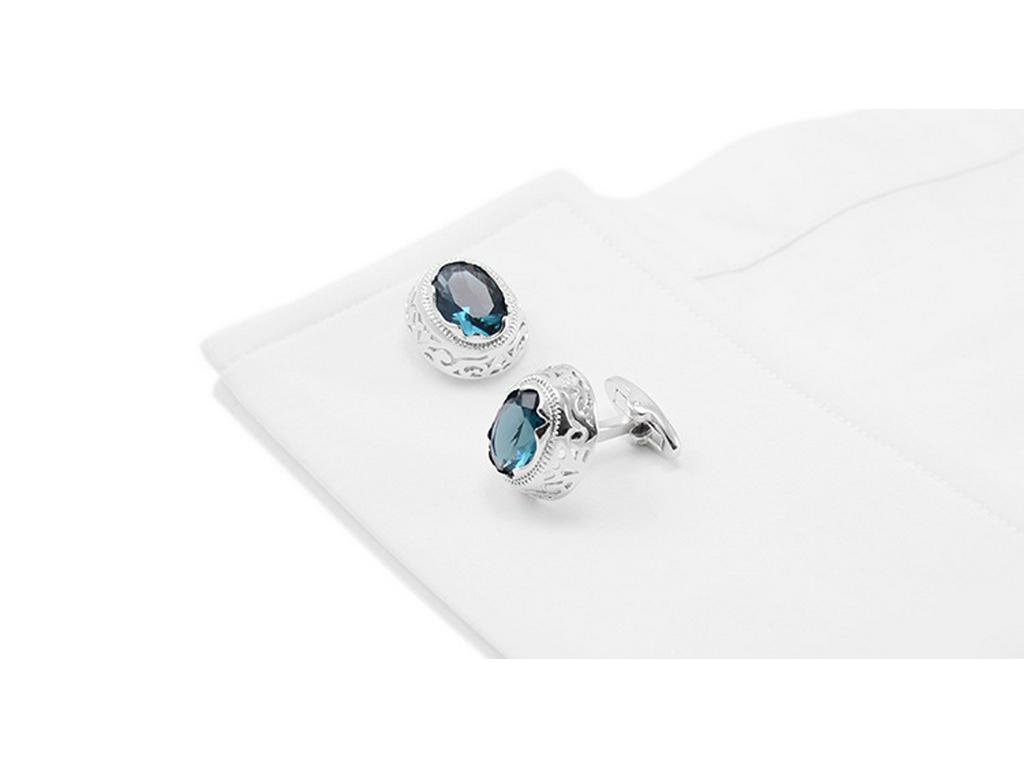 Savvas Men's Red Crystal Cufflinks & Women's Oval Glass Cufflinks Set