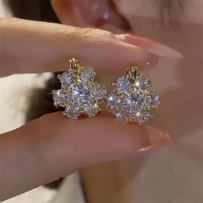 Orecchini a Cerchio in Metallo Dorato Cristallo di Alta Qualità Moda per Donna Festa di Matrimonio Regalo Gioielli Versatili da Strada Regali