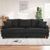 Large 3-Seater Sofa In Black Corduroy, Scandinavian Sofa with 3 Cushions and 2 Pillows for Living Room, 220 76 84cm