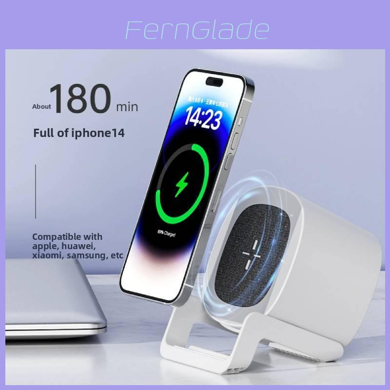 Bluetooth Wireless Charging Speaker Stand With Touch Control Rgb Light For Desk Home Office Gift