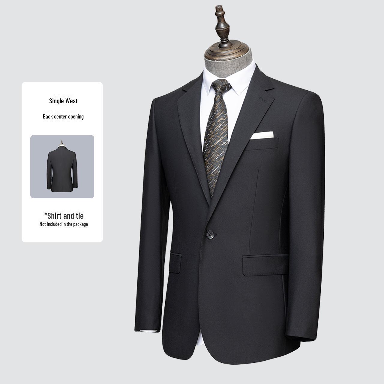 

Высококачественный мужской деловой пиджак из серой шерсти 180/98A(50A) чёрный