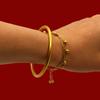 Wedding Gift Ancient Style Imitation Gold Bangle - Unisex Sand Gold Plain Band Bracelet Inspired by Internet Celebrity Style
