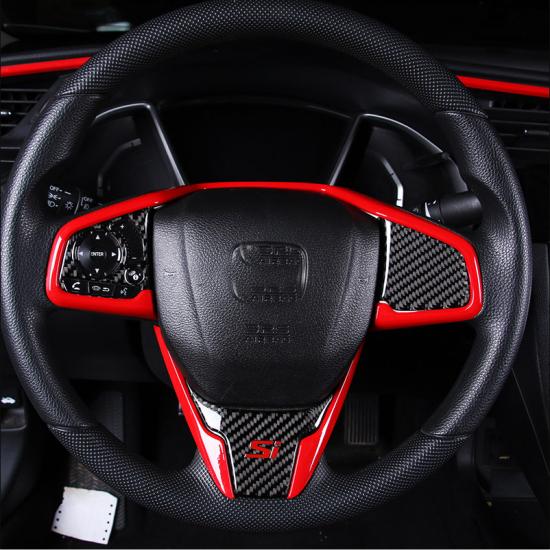 Red Interior Steering Wheel Cover Trim For Honda Civic 2016-2020 10th