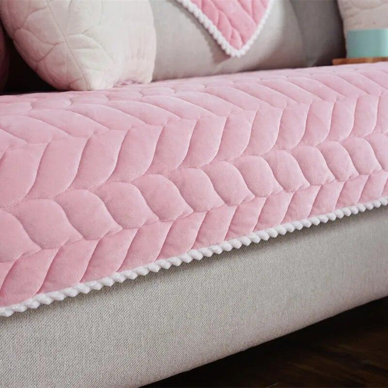 Autumn Winter Sofa Cushion Crystal Velvet Cushion Warm Non-Slip Comfort Couch Cover Solid Color Sofa Cover Towel Back Cushion