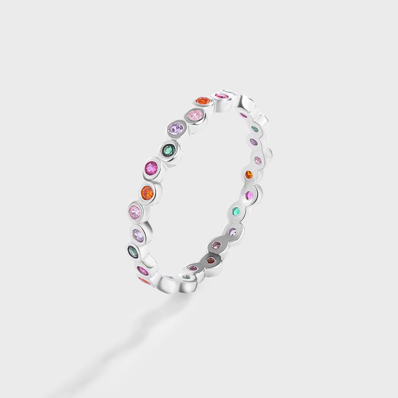 

Стильное Радужное Коллекция Изумрудно-Рубиновый Круг Полный Циркон Пара Кольцо Для Женщин Оригинальные Ювелирные Изделия Стерлингового Серебра Валентина 8 белый