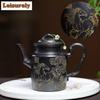 111ml Authentic Yixing Purple Clay Teapots Handmade Gold Drawing Ryoma Pot Raw Ore Stone Yellow Mud Kettle Zisha Tea Set Cha