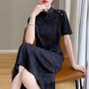 Women's Summer Stand Collar Cheongsam: Slim, Versatile, Retro Satin Long Dress