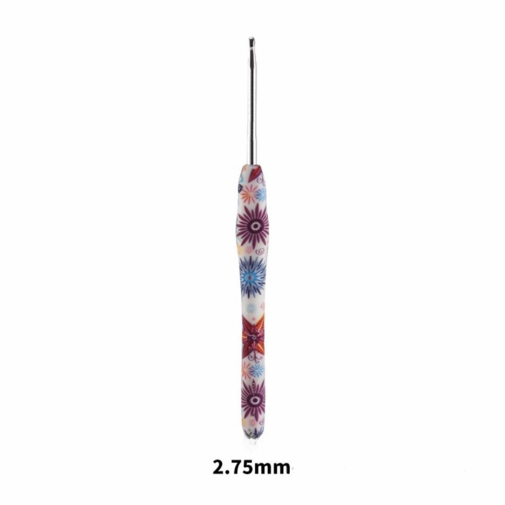 Sunflower Printed Handle Knitting Needles Fine Hook Head Doll Weaving Hooks For Doll Weaving