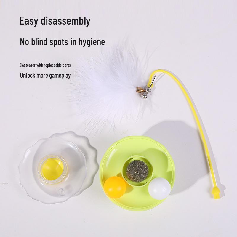 Cat Toy: Self-Amusement Feather Teaser with Mint Ball and Bell for Boredom Relief