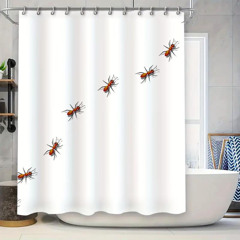 

White Shower Curtain With Red Spider Print Bathroom Decor Accessories For Home Decoration (Size: 180X240Cm) W60H190(CM)-1 Pcs