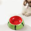 Cuenco de cerámica para gatos, diseño elevado con temática de frutas, antivómitos, cómodo para comer, cuenco para mascotas con fondo ranurado antiderrames