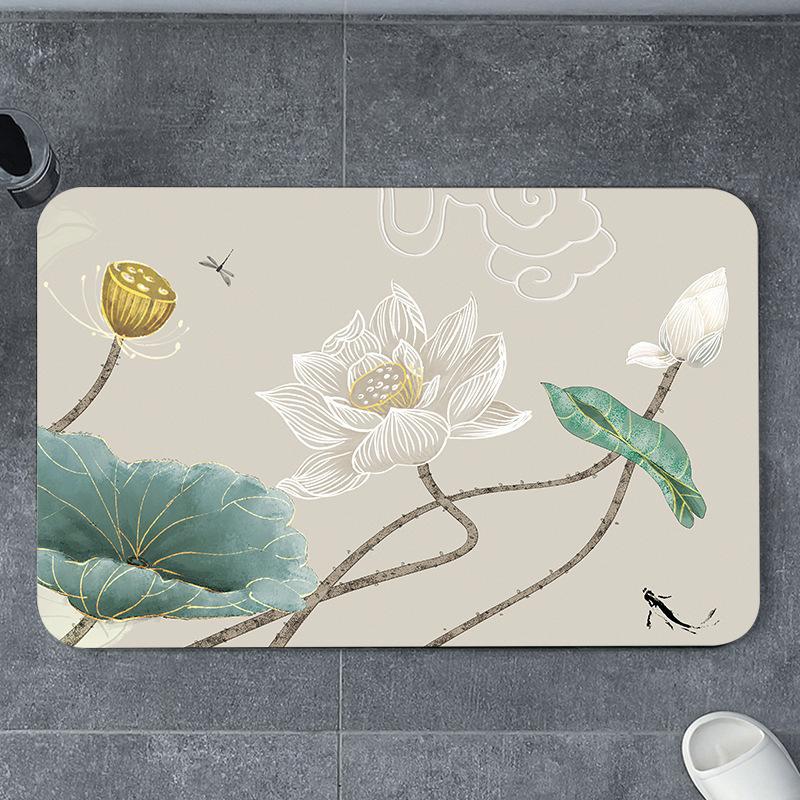 New Chinese Doormat Entry Door Carpet Toilet Household Mat Diatom Mud Non-slip Quick Dry Absorbent Foot Mat