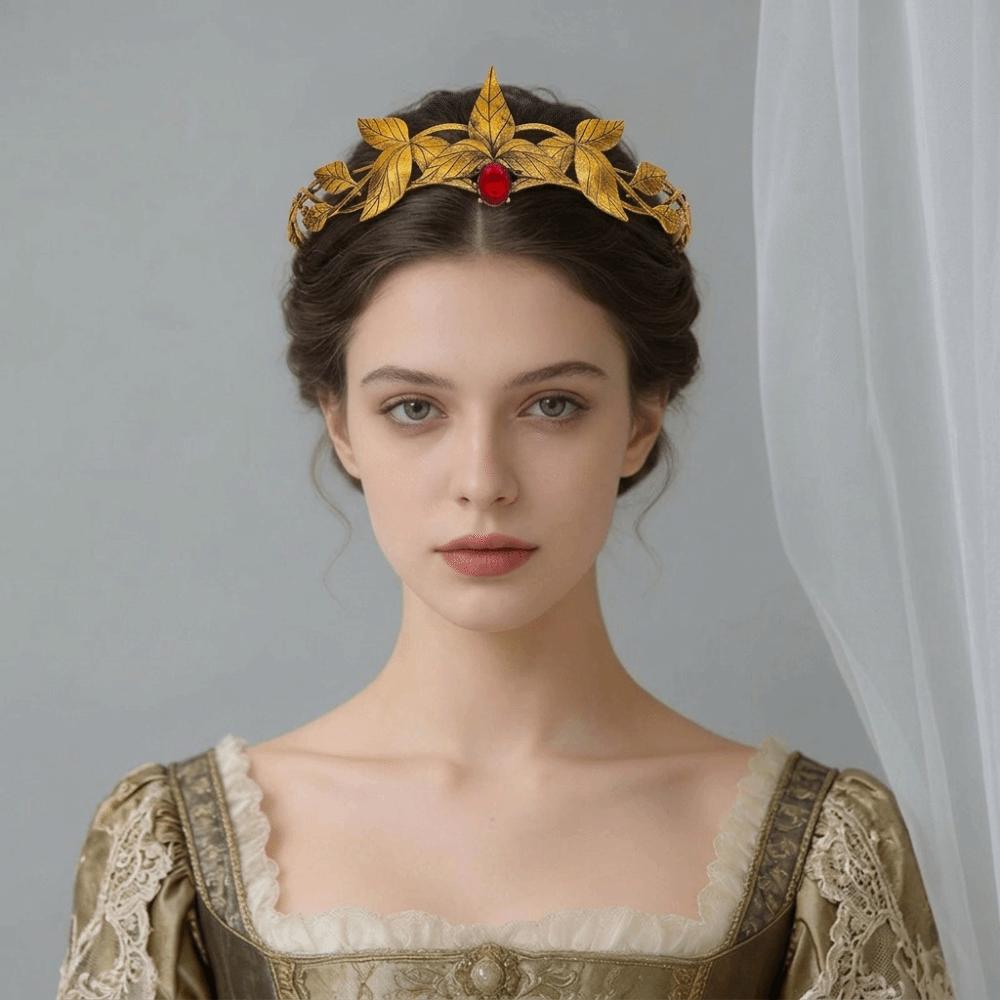 Elegant Vintage Alloy Crown Tiaras Forehead Ornaments Rhinestone Leaves Crystal Tiara Hair Jewelry Bridal Headband Birthday Gift