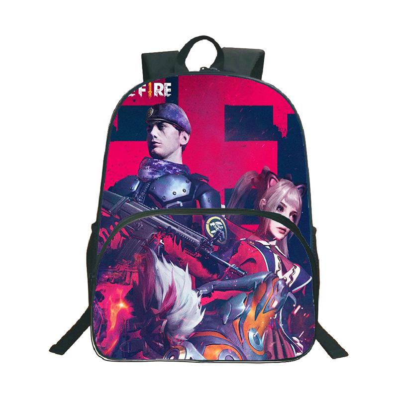 Shooter-Spiel Free Fire 3D-Druck Rucksack Junge Mädchen Lässige Schultasche Schüler Wasserdichter Rucksack Cartoon-Muster Rucksäcke