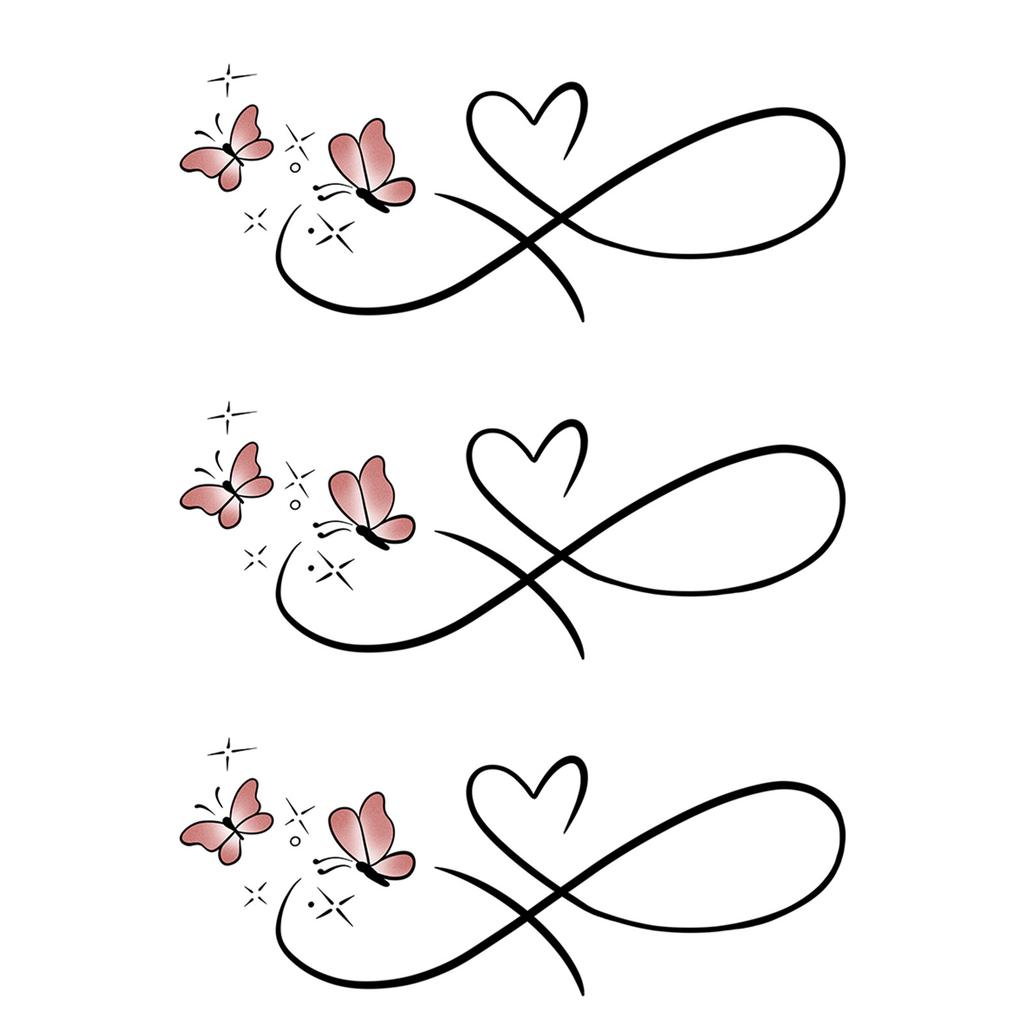 Ins Simple Love Flower Butterfly Swallow Mobius Ring Infinite Loop Wrist Tattoo Sticker